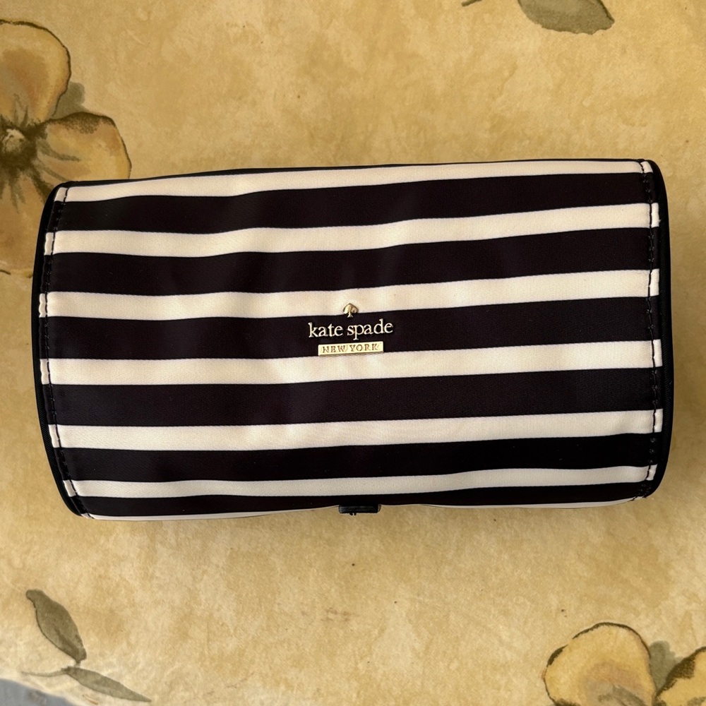 kate spade Black and White Striped Foldable Cosmetic Case